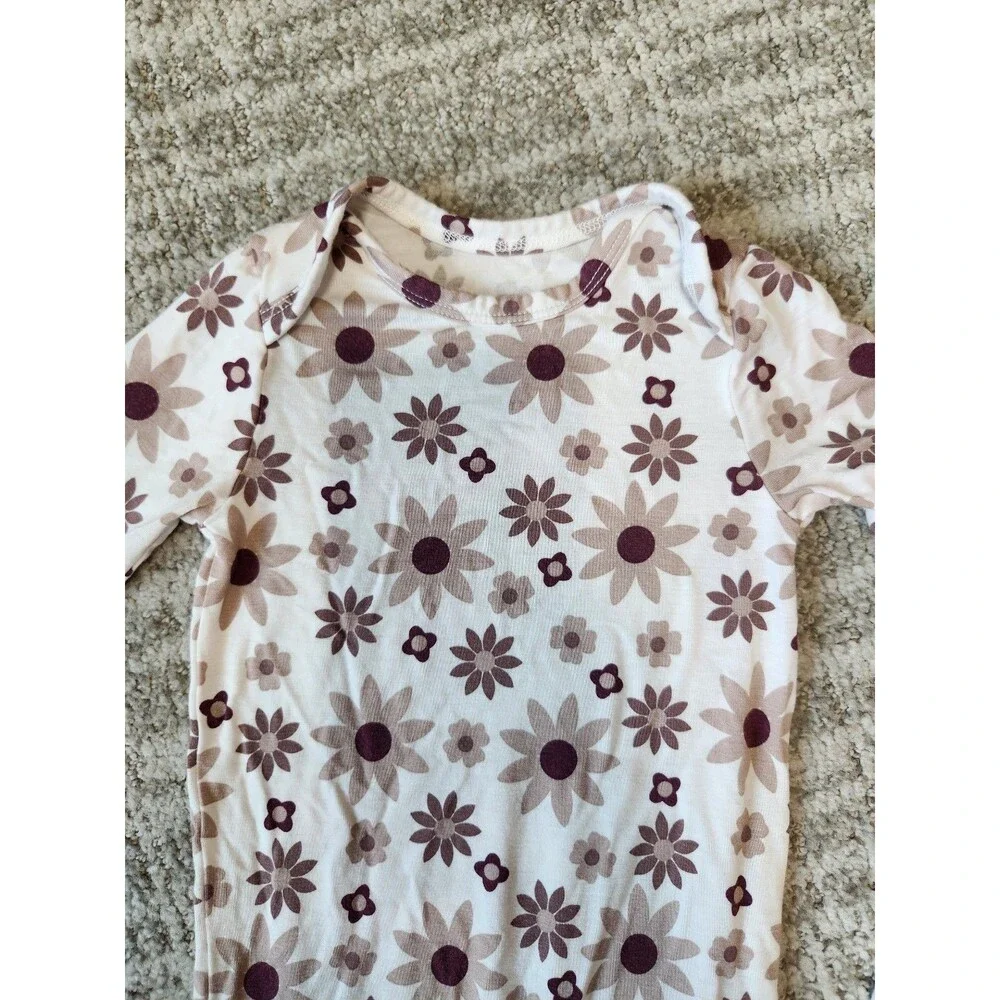 Kindred Bravely bamboo knotted baby gown hat twilight floral size 0-3 months